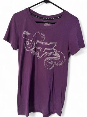 y2k Fox Purple Graphic Tee with White Logo